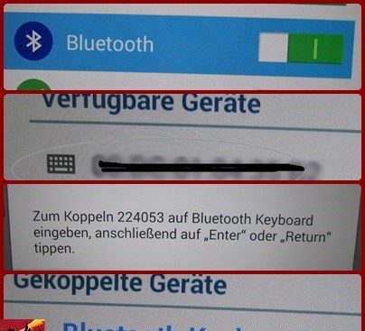 Einzelne Schritte zur Verbindung mit dem Tablet